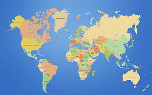 political map, map, world map, continents HD wallpaper