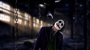 Joker illustration, Batman, chains, Joker, The Dark Knight