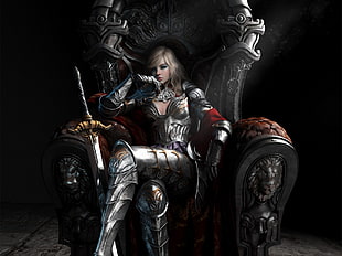 armored woman illustration, fantasy art