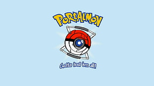 blue background with text overlay, Pokémon, Portal (game), crossover HD wallpaper