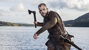 hand axe with brown wooden handle, Vikings, Vikings (TV series), tv series, Floki HD wallpaper