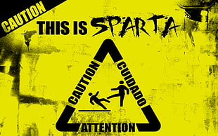 this is sparta signager, caution, warning signs, Sparta HD wallpaper