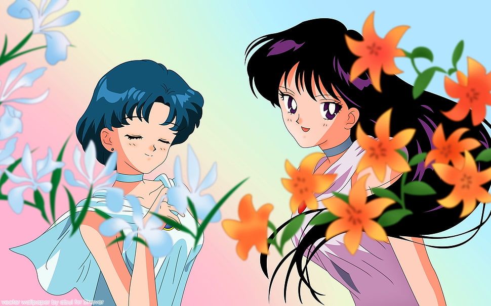 two Sailormoon characters illustration HD wallpaper