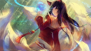 League of Legends, fox girl, Ahri HD wallpaper