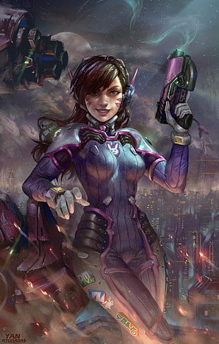 Overwatch female character digital wallpaper, Overwatch, D.Va (Overwatch)