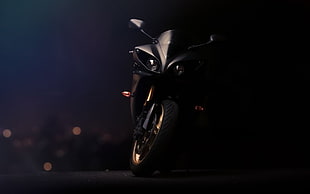 black sports bike, Yamaha YZF, R1, vehicle, bicycle HD wallpaper