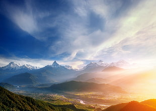 mountain alps, nature, landscape, mountains, valley HD wallpaper