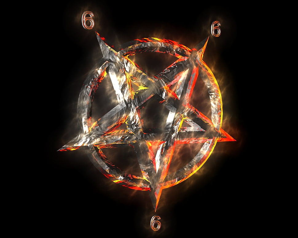 orange and grey pentagram illustration, Gothic, pentagram HD wallpaper