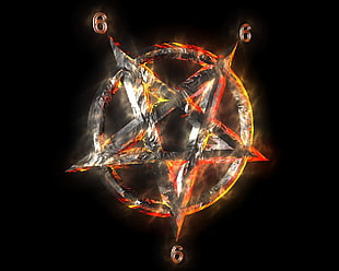 orange and grey pentagram illustration, Gothic, pentagram
