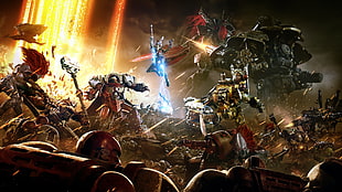 battle between characters digital wallpaper, Dawn of War 3, Warhammer 40,000, WH40K, space marines