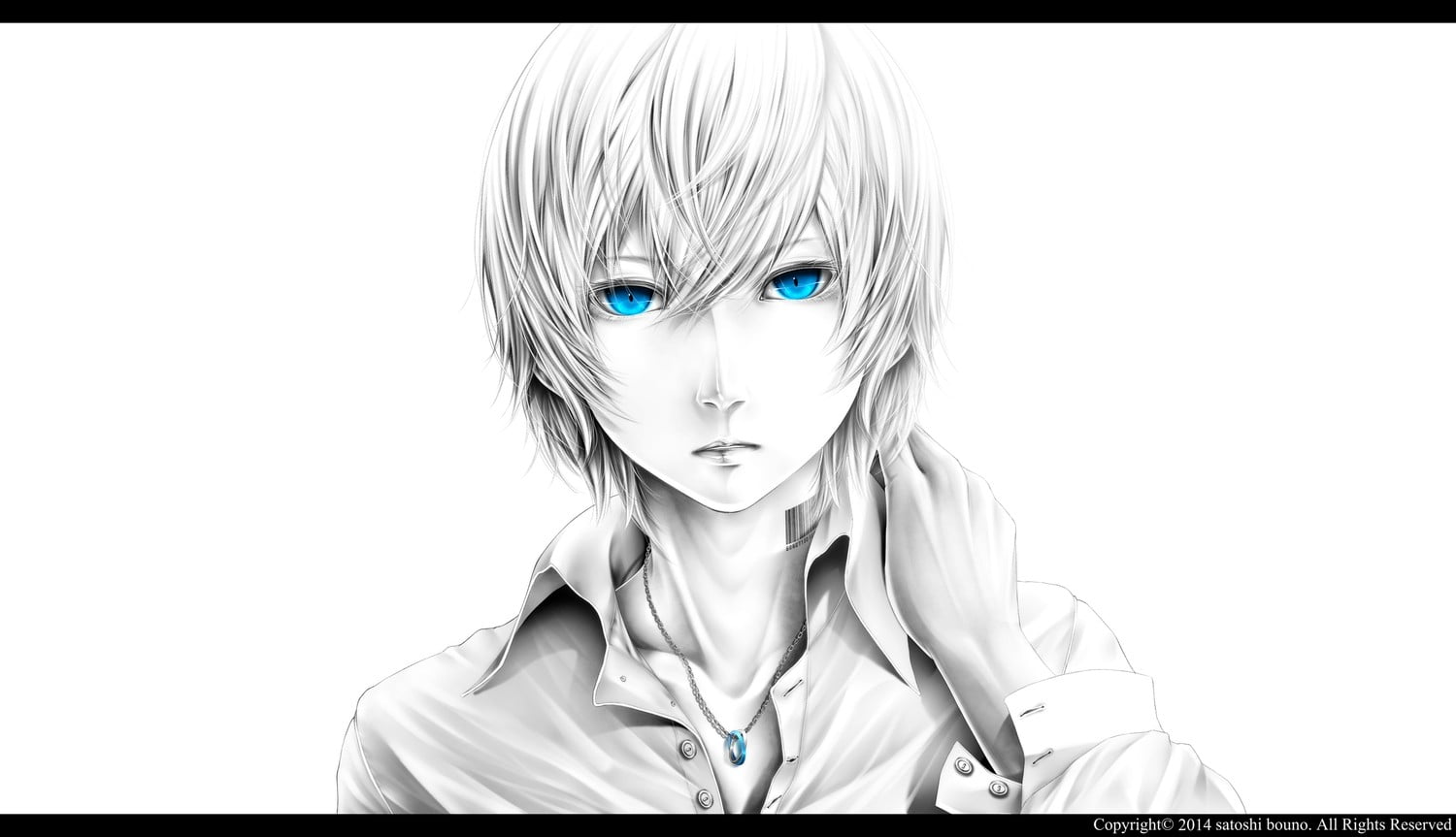 Male anime character sketch, anime boys, selective coloring, necklace, anime  HD wallpaper | Wallpaper Flare
