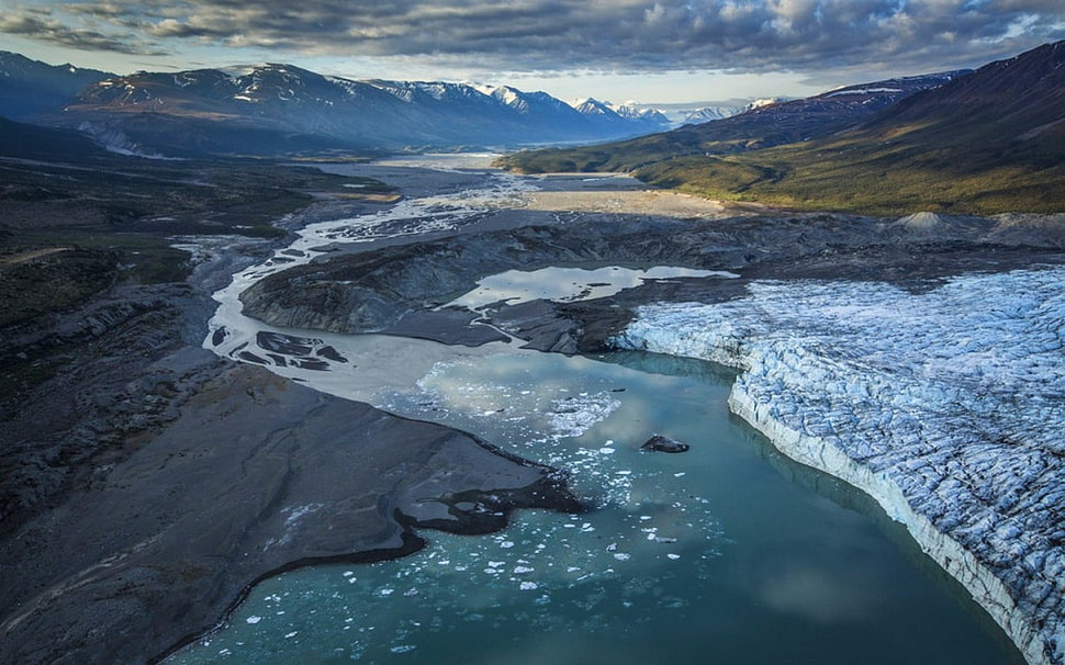 body of water, nature, landscape, river, glaciers HD wallpaper