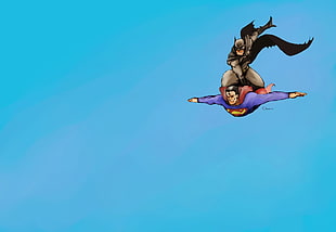Superman and Batman illustration, Superman, Batman, friendship