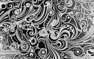 white and black floral illustration