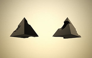 two-gray pyramid digital wallpaper, pyramid, simple background, 3D, minimalism HD wallpaper