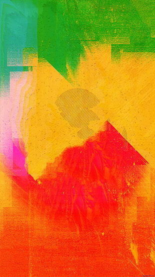 red, yellow, and green abstract painting, glitch art, LSD, abstract