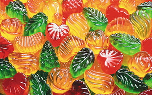 yellow, red and green leaf themed jelly gums