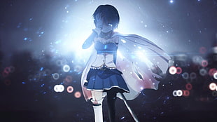 female anime character wallpaper, Miki Sayaka, sword, tears, Mahou Shoujo Madoka Magica HD wallpaper