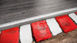 red and white concrete pavement, race tracks, road HD wallpaper