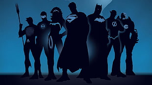 DC Justice League silhouette poster, DC Comics HD wallpaper