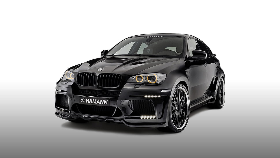 black BMW coupe HD wallpaper