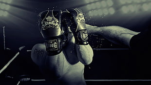pair of black Top King boxing gloves, boxing