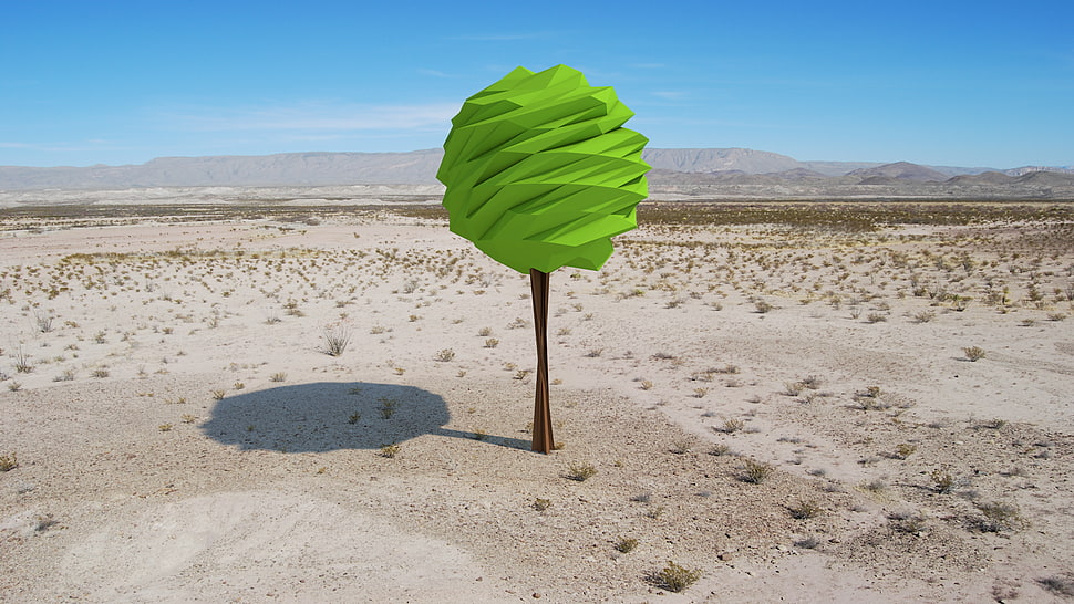 green leafed tree, low poly HD wallpaper
