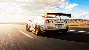 gray coupe, car, tuning, Nissan Skyline GT-R R35