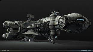 grayscale photo of spacecraft, Star Wars, spaceship, render, CGI