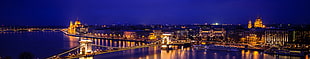bird's eye view of city, Hungary, Europe, city, night HD wallpaper