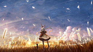 anime character digital wallpaper, fantasy art, cat