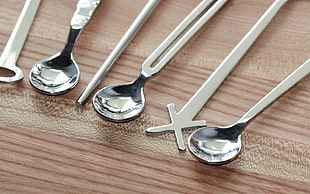 close up photo of stainless steel spoons HD wallpaper