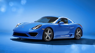 car, Porsche, blue cars