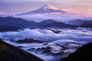 Mt. Fuji, Japan, Mount Fuji, clouds, Japan, mist HD wallpaper