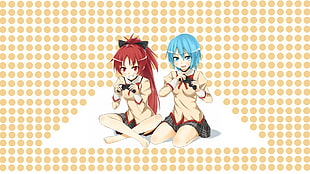 red and blue haired female animes, Mahou Shoujo Madoka Magica, Miki Sayaka, Sakura Kyouko, anime