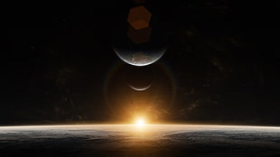 eclipse illustration, space, planet HD wallpaper