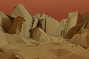white and brown wooden table, low poly, Cinema 4D, Mars, abstract