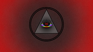 round red and gray illustration, Illuminati, eyes