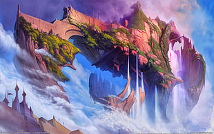 floating island animated wallpaper, video games, digital art, Ether Saga Odyssey HD wallpaper