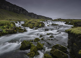 time lapse photography of river, moss, skaftafell, iceland