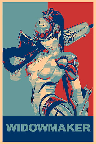 Widowmaker illustration, propaganda, Widowmaker (Overwatch), Overwatch, Gamer HD wallpaper