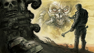 man with ratchet illustration, Mad Max, Mad Max: Fury Road, Immortan Joe, fan art
