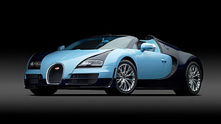 blue and black Bugatti Veyron HD wallpaper