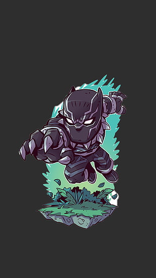 Marvel Black Panther Chibi illustration, superhero, Marvel Comics, Black Panther HD wallpaper