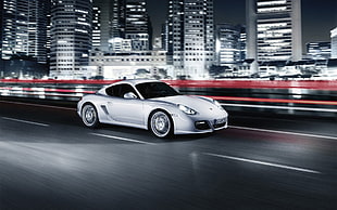 silver coupe, car, Porsche