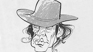 man in black hat sketch