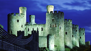 gray castle, architecture, castle, Wales, UK