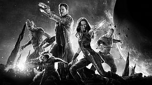 Guardians of The Galaxy wallpaper, Guardians of the Galaxy, monochrome, movies, Marvel Cinematic Universe