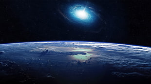 astrophotography of galaxy digital wallpaper, digital art, Earth