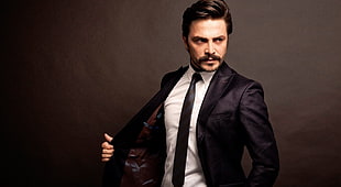 men's black lapel suit jacket, Ahmet Kural, men HD wallpaper
